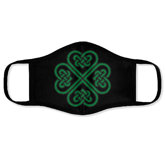 Irish Celtic Knot Shamrock Heart St Patricks Day Face Masks