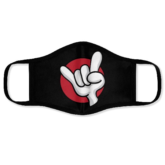 Rock On Heavy Metal Hard Rock Hand Sign Cartoon Face Masks