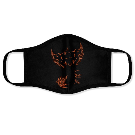 PHOENIX tattoo / Tribal art - Black and Orange Face Masks