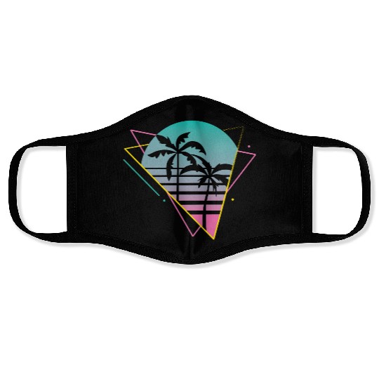 Vaporwave palm trees sunset retro neon vintage 80s Face Masks