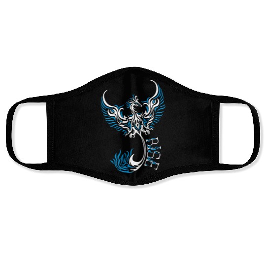 PHOENIX Tattoo/Tribal art - White and Blue,, Face Masks