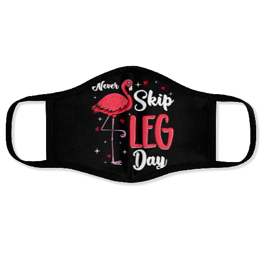 Flamingo Never Skip Leg Day Funny Gym Flamingo Face Masks