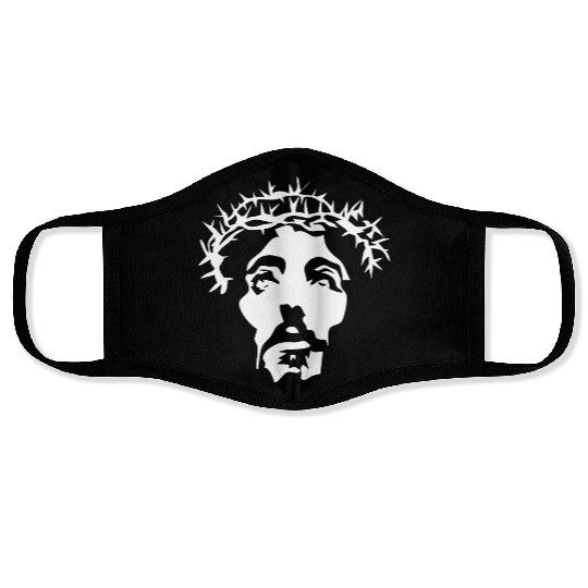 Jesus crown of thorns stencil Face Masks