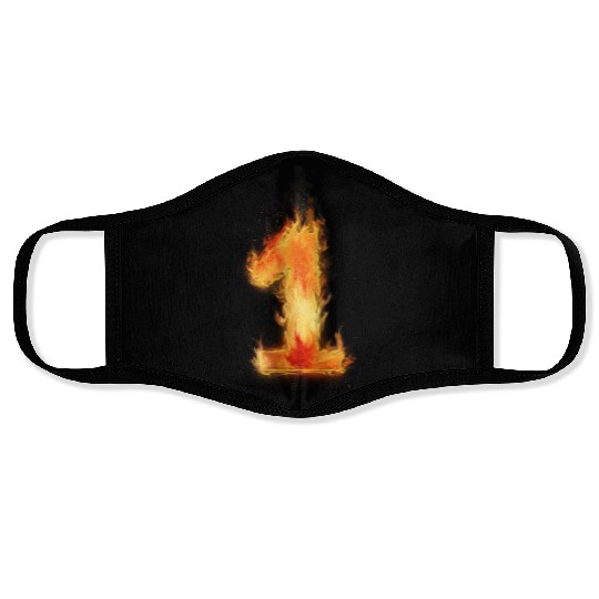 fire flame number 1 two Face Masks