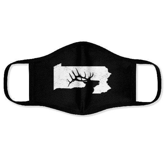 Pennsylvania Elk Hunting Bull Elk PA State Shape Face Masks