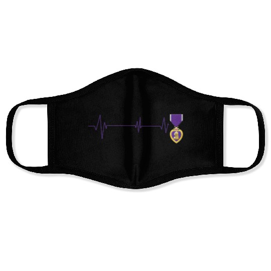 Heart Beats Purple Heart US Military Purple Heart Face Masks
