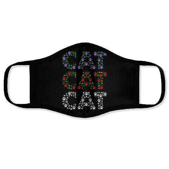 Cat mom and cat dad funny cat paws and fish bone Face Masks