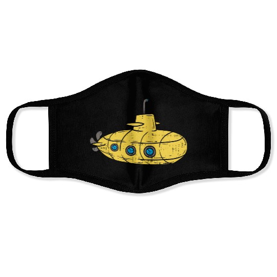 Us Navy Yellow Cartoon Submarine Cute Submariner B Face Masks