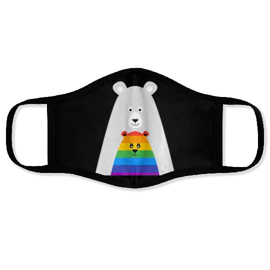 Gay Pride Mama and Baby Bear Gift Lesbian Son Face Masks