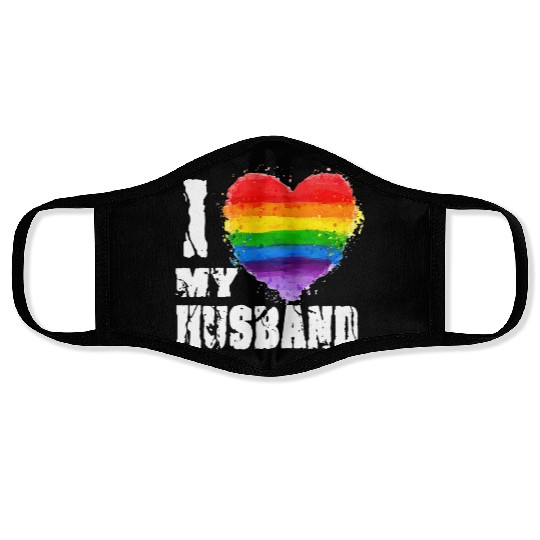 I Love My Gay Husband T Gay LGBT Lesbian Gift Face Masks