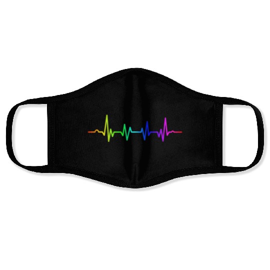 LGBT Awareness Gay and Lesbian Pride Heartbeat Face Masks