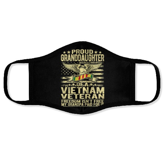 Veteran Gift-Granddaughter Of Vietnam Veteran Us F Face Masks