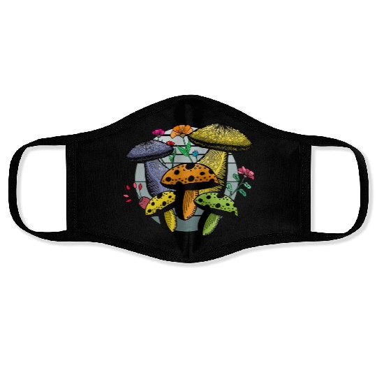 Mushrooms colorful Face Masks