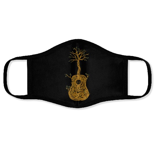 Guitar Tree of Life Nature Guitarist Gift Face Masks