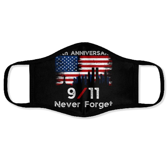 Never Forget Usa 9/11 The 20th Anniversary Patriot Face Masks