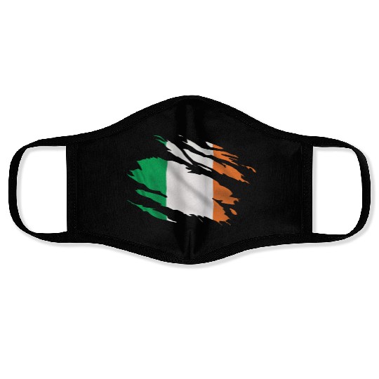 Ireland Ripped Flag Face Masks