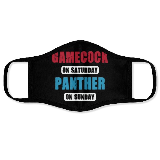 Gamecock On Saturday Panther On Sunday Face Masks
