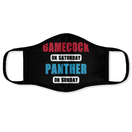 Gamecock On Saturday Panther On Sunday Face Masks