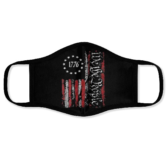 Old American Flag Patriotic 1776 We The People USA Face Masks