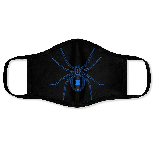 Black Widow Blue Design Face Masks