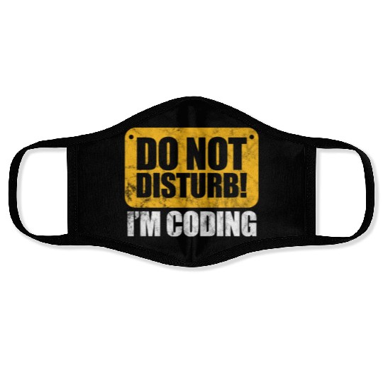 Do Not Disturb I'm Coding Vintage, Programmer Face Masks