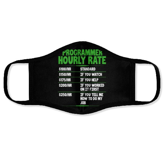 Programmer Hourly Rate Face Masks