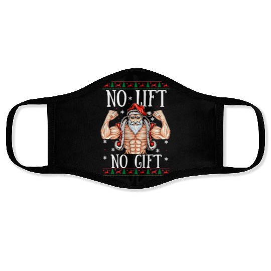 No LIft No Gift Muscular Gym Santa Claus Xmas Face Masks