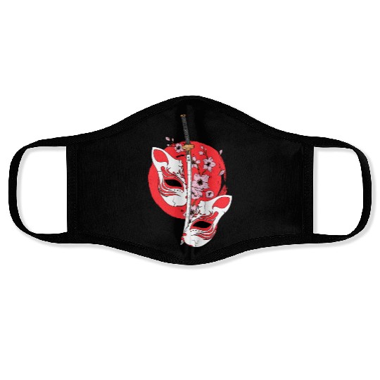 Kitsune mask Japanese sword Katana Japanese Face Masks