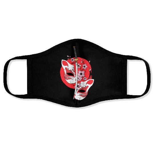 Kitsune mask Japanese sword Katana Japanese Face Masks