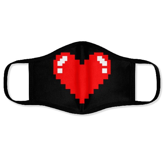Pixel Heart Gamer Gift Face Masks