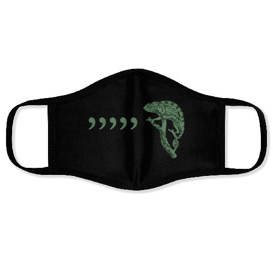 Comma chameleon Face Masks
