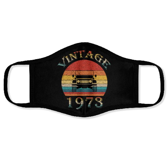 Vintage Jeeps Birthday 1973 Retro Sunset Dad Mom Face Masks