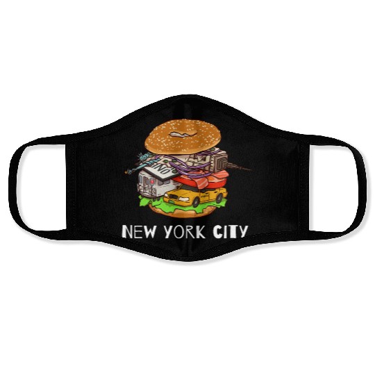 New York City Bagel with Everything NYC Face Masks