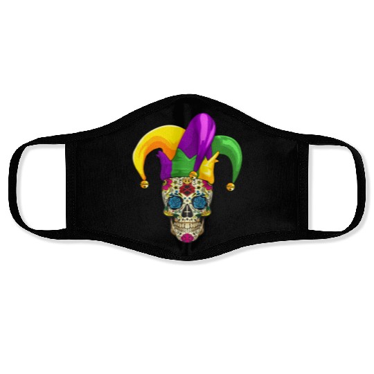 Sugar Skull Mardi Gras Jester Joker Louisiana Carn Face Masks