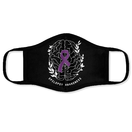 Epilepsy Awareness Ribbon Purple Epilepsy Brain Face Masks