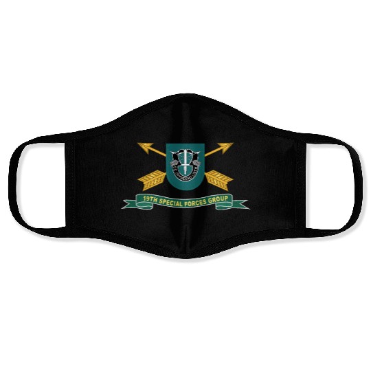 Army 19th Special Forces Group Flash w Br Ribbon Face Masks