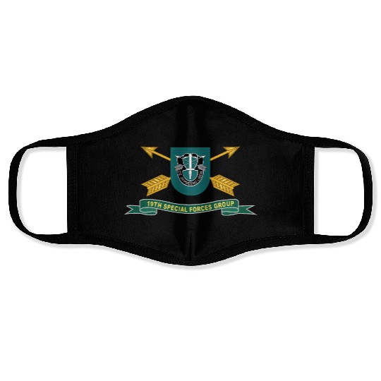 Army 19th Special Forces Group Flash w Br Ribbon Face Masks