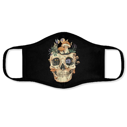 Skull mushrooms vintage skull mushrooms vintage gi Face Masks
