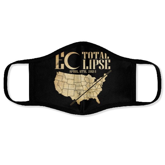 USA Map Path Of Totality 4.8.24 Total Eclipse Face Masks