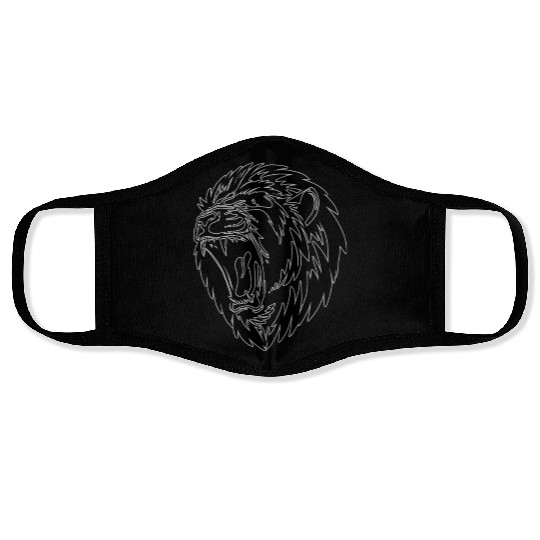 lion black roar Face Masks