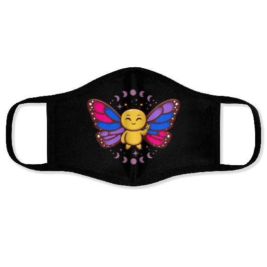 Bisexual Flag Monarch Butterfly Insect Subtle Face Masks