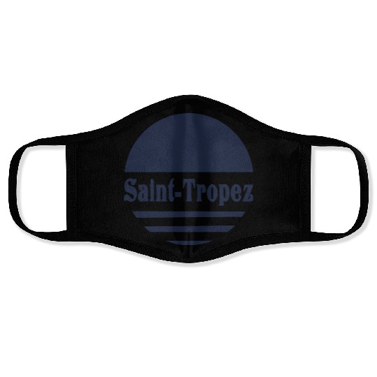 Saint Tropez - Navy Retro Sun Aesthetic Face Masks