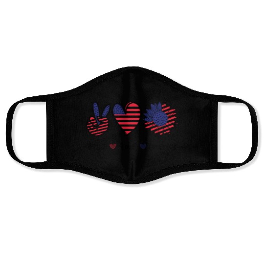 Peace Love America 4th July Gift Face Masks Design