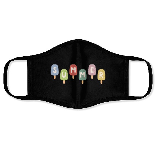 Colorful ICE CREAM STICKS with SUMMER Word Face Masks