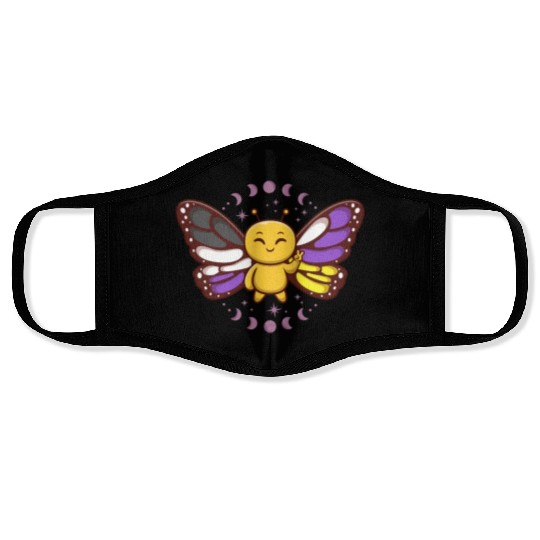 Gender Non-Binary Monarch Butterfly Subtle Pride Face Masks