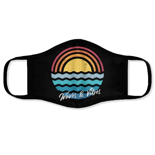 Positive Vibes Surf and Waves Summer. Face Masks