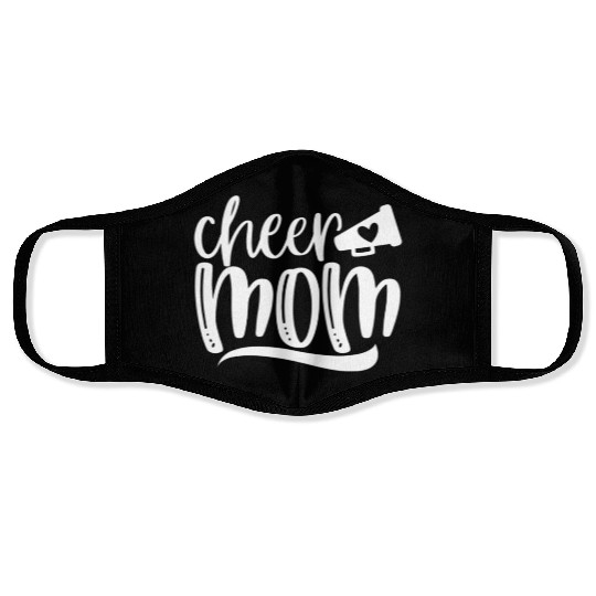 Womens Cheer Mom Face Masks Megaphone with Heart Accen