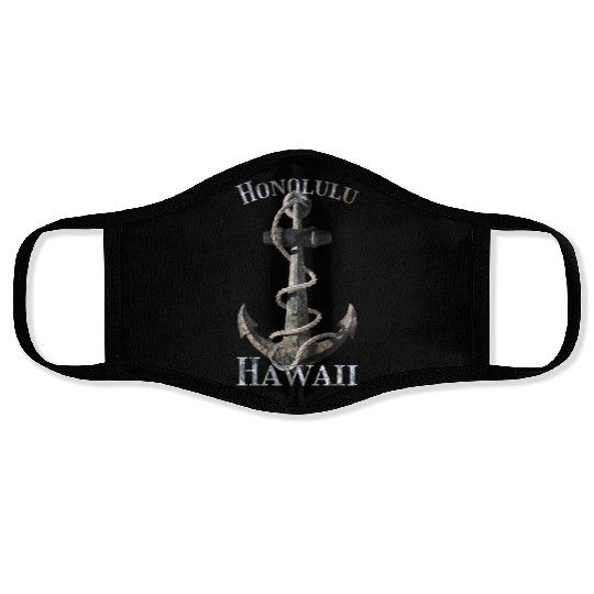 Honolulu Hawaii Nautical Anchor Sailing Face Masks