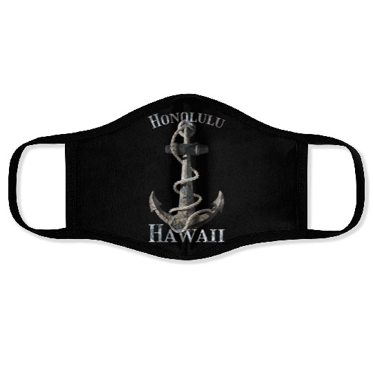 Honolulu Hawaii Nautical Anchor Sailing Face Masks