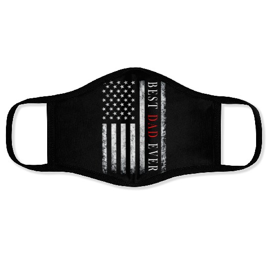 Father's day Best dad ever with US american flag 2 Face Masks